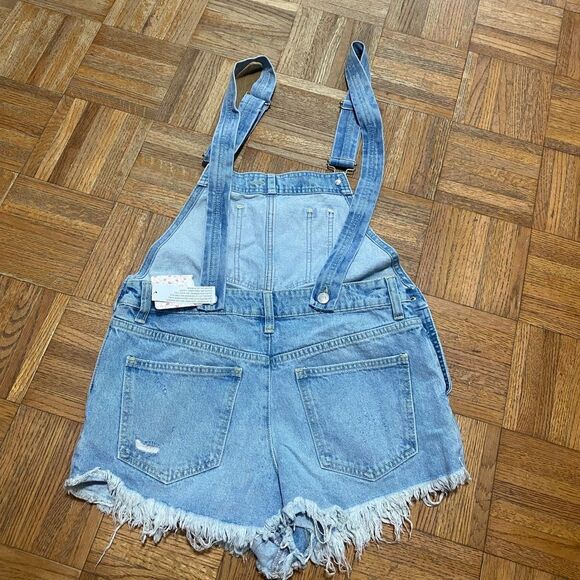 Free People Light Blue Denim Short Overalls - Picture 3 of 4